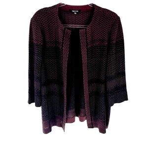 Misook Sweater Womens Large Brown Cardigan Knit Open Front Lightweight Longline